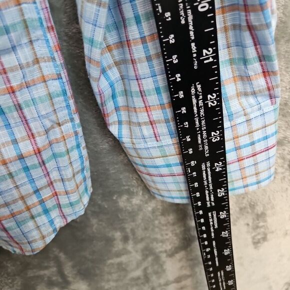 Johnnie-O Shirt Button Up Shirt Mens Medium Long Sleeve Top Shelf Blue Plaid - Picture 9 of 12
